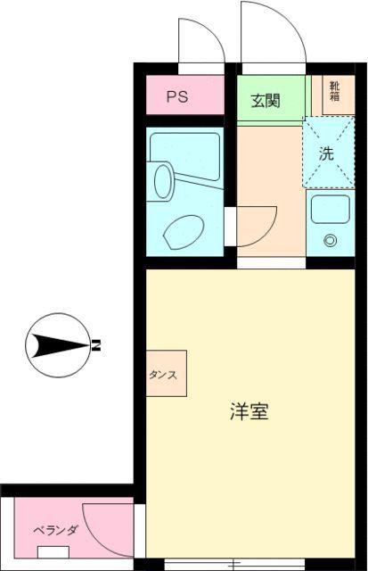 フラットミワ(1K/2階)の間取り写真