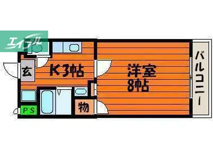 ルナ国体町(1K/1階)の間取り写真