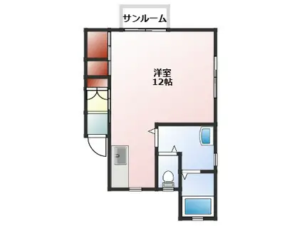 ASAHIコーポ(ワンルーム/2階)の間取り写真