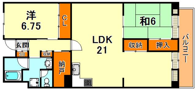 御影アーバンライフ(2SLDK/2階)の間取り写真