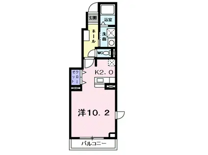 コート・ヤード II B(ワンルーム/1階)の間取り写真