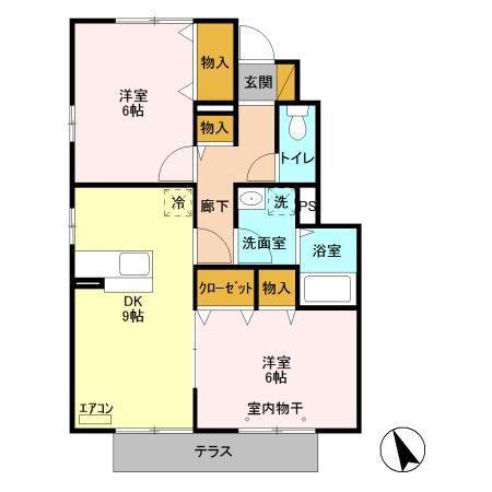 プレアデス見川C棟(2DK/1階)の間取り写真