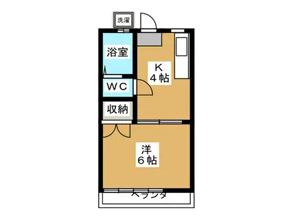第六千矢荘(1K/2階)の間取り写真