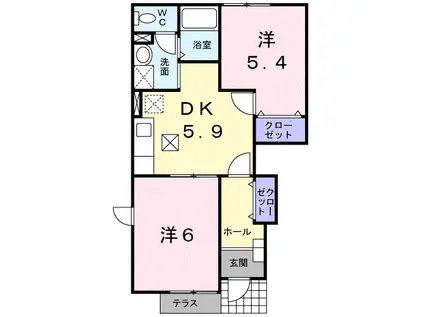 グランツI(2DK/1階)の間取り写真