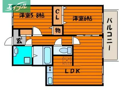 リーフミナン(2LDK/1階)の間取り写真