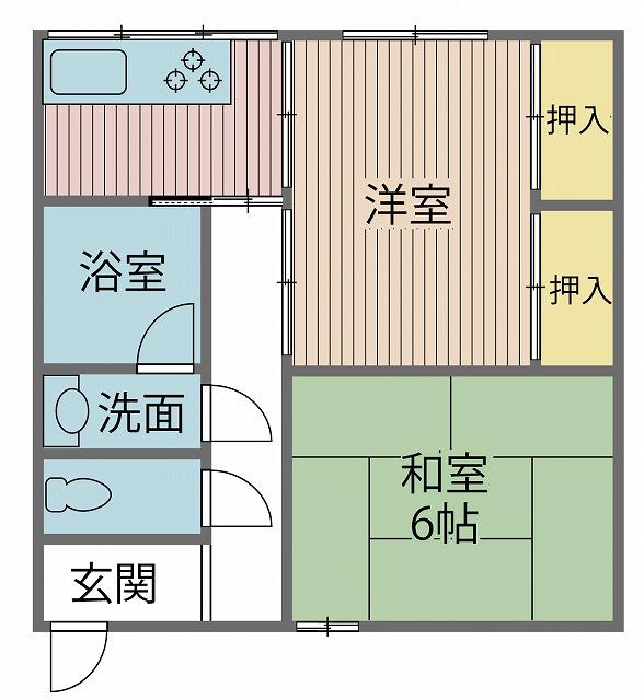 元町マンション(2K/3階)の間取り写真