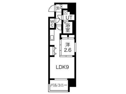 ファーストフィオーレ心斎橋イーストII(1LDK/13階)の間取り写真