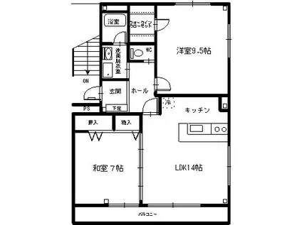 ネオアルカディアIIA棟(2LDK/3階)の間取り写真
