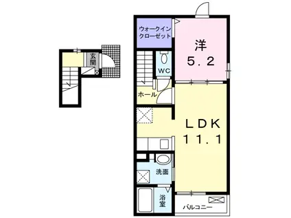 フォルトゥーナ(1LDK/2階)の間取り写真