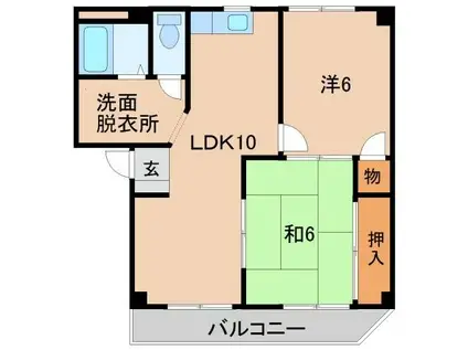 コーポたまがわ(2LDK/2階)の間取り写真