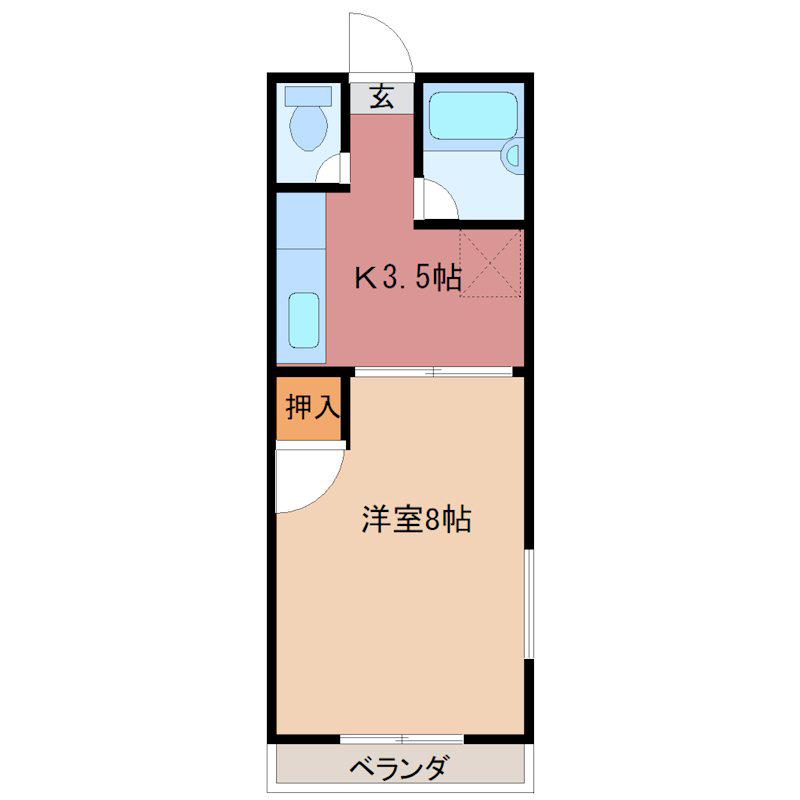 マシコハイツ2号棟(1K/1階)の間取り写真