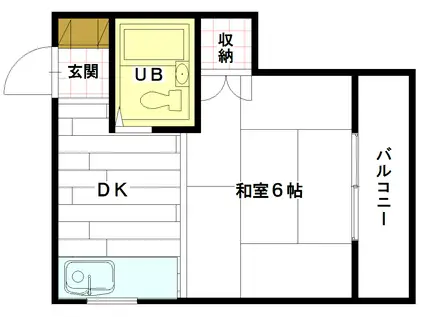 太陽堂ビル(1DK/6階)の間取り写真
