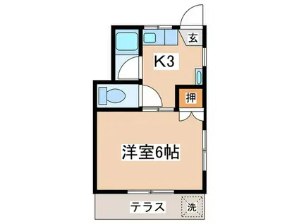 海老名グリーンハイム(1K/1階)の間取り写真