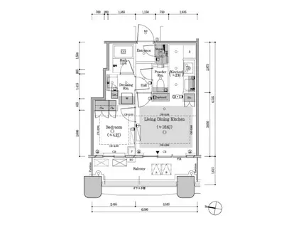パークタワー勝どきサウス(1LDK/23階)の間取り写真