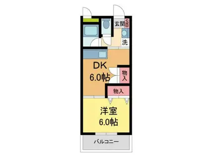 ハイツ木下(1DK/1階)の間取り写真