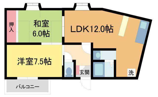 東洋ビル(2LDK/3階)の間取り写真