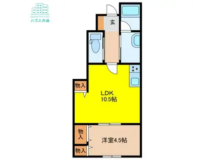 ソラハウス植松(1LDK/1階)の間取り写真