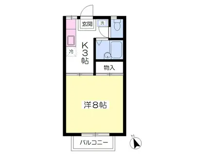 ポリマーローズ(1K/2階)の間取り写真