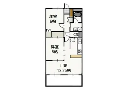 アヴェニューK&K(2LDK/1階)の間取り写真