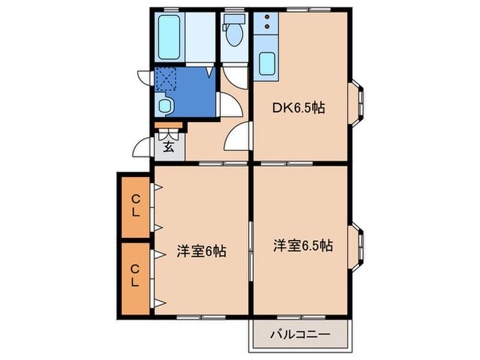 ファミール矢野(2DK/2階)の間取り写真