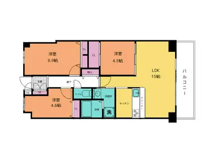 フェニックスハイツ西明石(3LDK/5階)の間取り写真