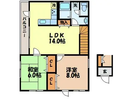 ベルメゾンシー(2LDK/3階)の間取り写真