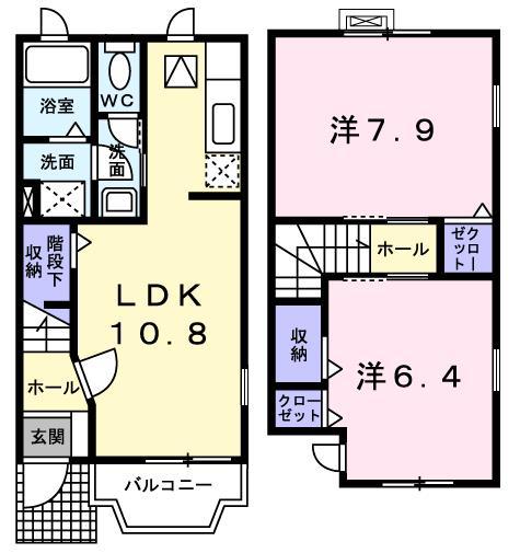 ロークアット(2LDK/1階)の間取り写真