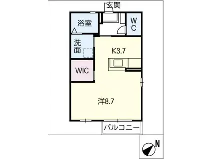 アールM.K B棟(1K/1階)の間取り写真