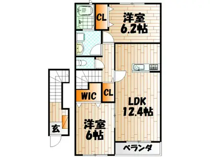 イマージュM(2LDK/2階)の間取り写真