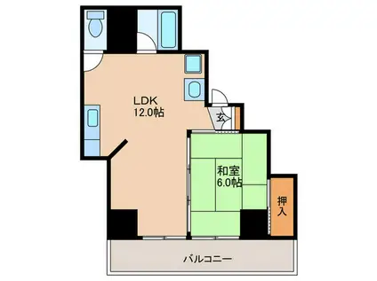 ロイヤルシティ新上橋(1LDK/5階)の間取り写真