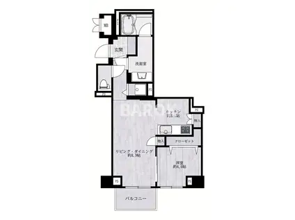 サンリベラ・プライム天神大名レジデンス(1LDK/8階)の間取り写真