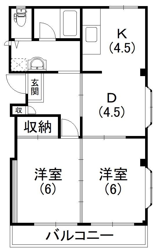 佐鳴台クローバービル(2DK/2階)の間取り写真