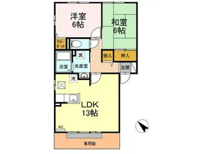 グランシャリオB(2LDK/1階)の間取り写真