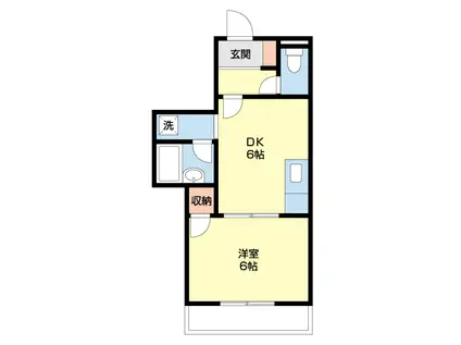 KYハイツ(1DK/2階)の間取り写真