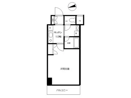 ヴィルフランシェ(1K/4階)の間取り写真