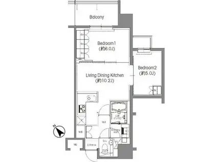 BPRレジデンス三田伊皿子坂 (2LDK/3階)の間取り写真