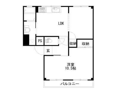ファミリーハイツ(1LDK/3階)の間取り写真