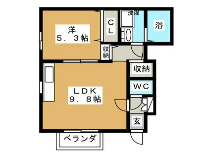 FLAT REN(1LDK/1階)の間取り写真