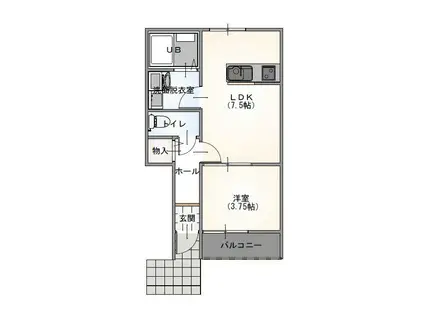 ルミウス片山IV(1DK/1階)の間取り写真