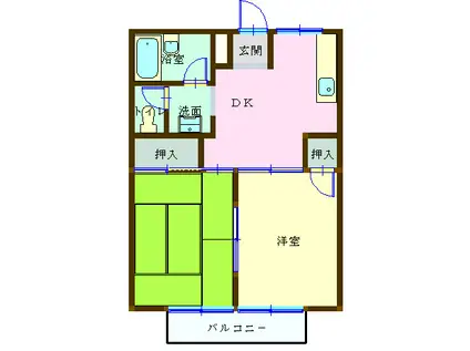 シティハイツホッタ(2DK/2階)の間取り写真