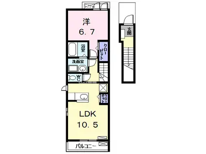 ラフレシールII(1LDK/2階)の間取り写真