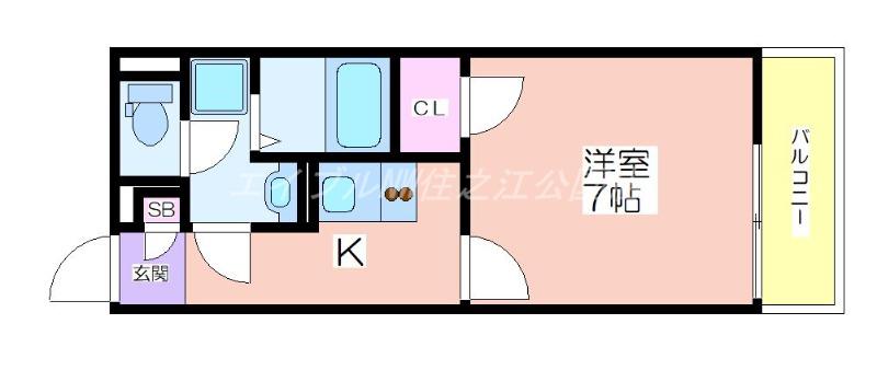 クレイノ粉浜(1K/1階)の間取り写真