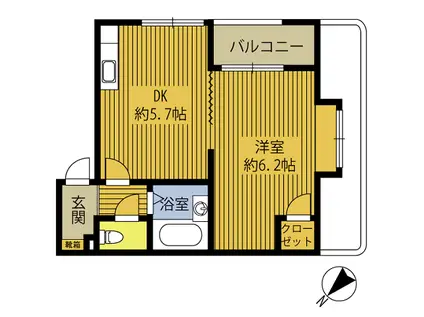 ホロニックスウエスト(1DK/2階)の間取り写真