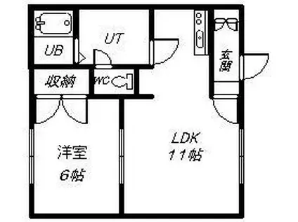 ファイブウエスト(1LDK/1階)の間取り写真