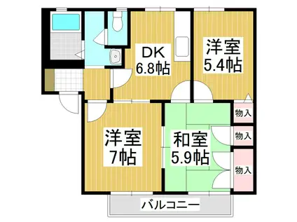 フレグランス富士見(3DK/2階)の間取り写真