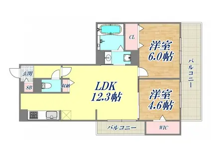 SOLEIL(2LDK/3階)の間取り写真