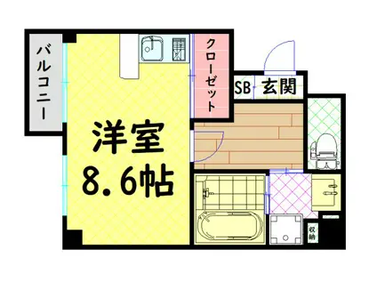 レディース21(ワンルーム/6階)の間取り写真