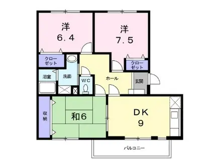 エスポワール寺本(3DK/1階)の間取り写真