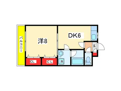 ロイヤル関分(1DK/1階)の間取り写真