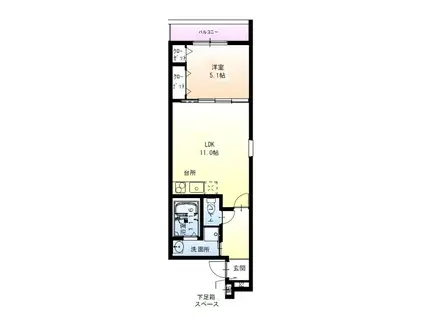 フジパレス湊駅北サウス(1LDK/2階)の間取り写真